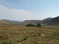 Looking up Strath Ossian to Strathossian House and Loch Guilbinn.